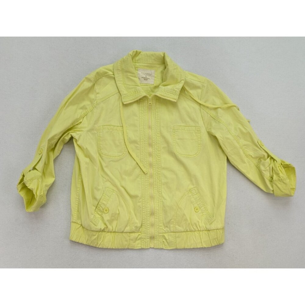 Sonoma Women's Jacket Size L Bright Yellow-Green Full Zip Lightweight